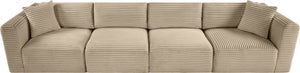 Meridian Furniture Shaggy Corduroy Modular Sofa Plush Performance Fabric Stain Resistant Living Room Seating Taupe 140 inches 641Taupe-S140