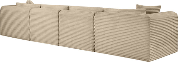 Meridian Furniture Shaggy Corduroy Modular Sofa Plush Performance Fabric Stain Resistant Living Room Seating Taupe 140 inches 641Taupe-S140