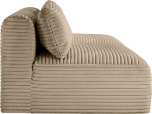 Meridian Furniture Shaggy Two Piece Armless Modular Loveseat in Stain Resistant Plush Corduroy Performance Fabric Taupe 641Taupe-S62