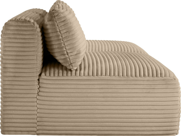 Meridian Furniture Shaggy Two Piece Armless Modular Loveseat in Stain Resistant Plush Corduroy Performance Fabric Taupe 641Taupe-S62