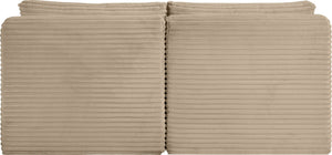 Meridian Furniture Shaggy Two Piece Armless Modular Loveseat in Stain Resistant Plush Corduroy Performance Fabric Taupe 641Taupe-S62