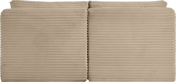 Meridian Furniture Shaggy Two Piece Armless Modular Loveseat in Stain Resistant Plush Corduroy Performance Fabric Taupe 641Taupe-S62