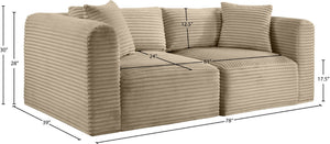 Meridian Furniture Shaggy Corduroy Modular Sofa Plush Performance Fabric Stain Resistant Living Room Seating Taupe 78 inches 641Taupe-S78