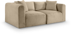 Meridian Furniture Shaggy Corduroy Modular Sofa Plush Performance Fabric Stain Resistant Living Room Seating Taupe 78 inches 641Taupe-S78