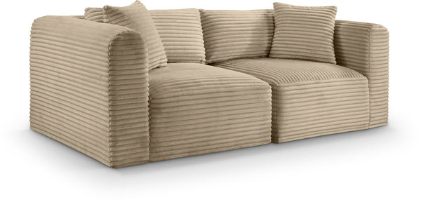 Meridian Furniture Shaggy Corduroy Modular Sofa Plush Performance Fabric Stain Resistant Living Room Seating Taupe 78 inches 641Taupe-S78