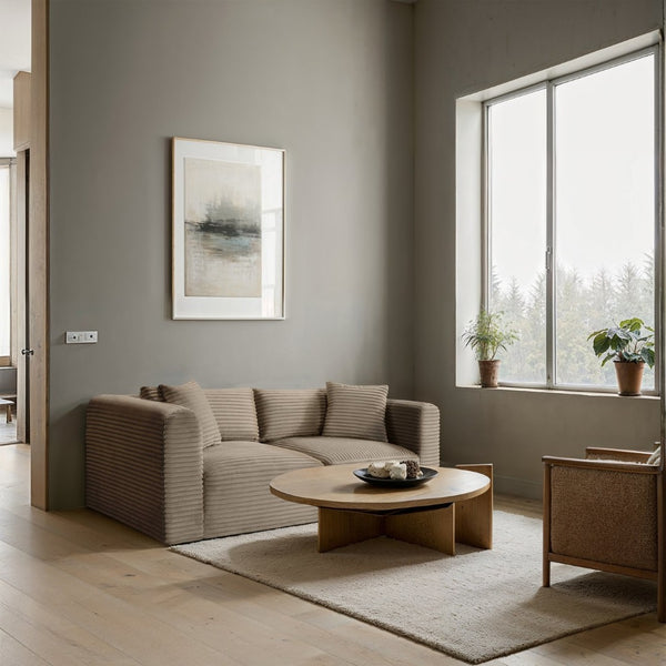 Meridian Furniture Shaggy Corduroy Modular Sofa Plush Performance Fabric Stain Resistant Living Room Seating Taupe 78 inches 641Taupe-S78