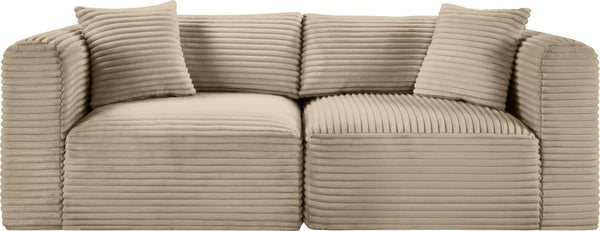 Meridian Furniture Shaggy Corduroy Modular Sofa Plush Performance Fabric Stain Resistant Living Room Seating Taupe 78 inches 641Taupe-S78