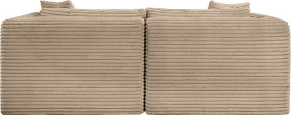 Meridian Furniture Shaggy Corduroy Modular Sofa Plush Performance Fabric Stain Resistant Living Room Seating Taupe 78 inches 641Taupe-S78