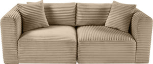 Meridian Furniture Shaggy Corduroy Modular Sofa Plush Performance Fabric Stain Resistant Living Room Seating Taupe 78 inches 641Taupe-S78