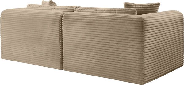 Meridian Furniture Shaggy Corduroy Modular Sofa Plush Performance Fabric Stain Resistant Living Room Seating Taupe 78 inches 641Taupe-S78
