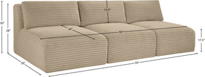 Meridian Furniture Shaggy Armless Modular Sectional Sofa in Wide Wale Corduroy Performance Fabric Living Room Taupe 93 inches 641Taupe-S93