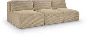 Meridian Furniture Shaggy Armless Modular Sectional Sofa in Wide Wale Corduroy Performance Fabric Living Room Taupe 93 inches 641Taupe-S93