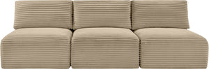 Meridian Furniture Shaggy Armless Modular Sectional Sofa in Wide Wale Corduroy Performance Fabric Living Room Taupe 93 inches 641Taupe-S93