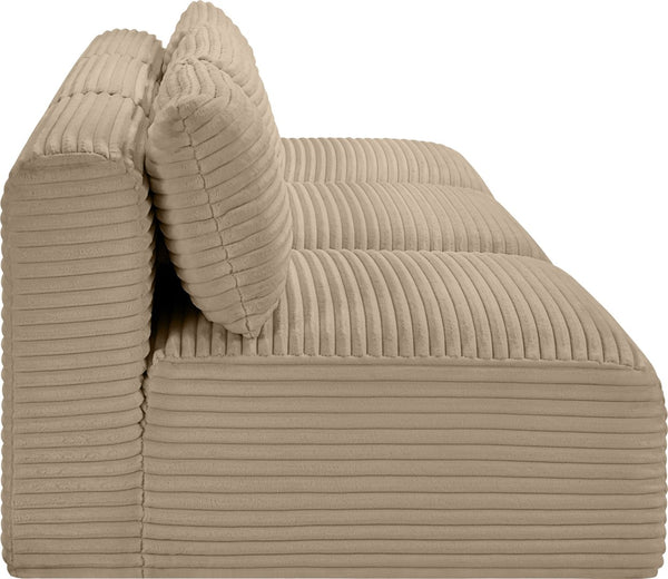 Meridian Furniture Shaggy Armless Modular Sectional Sofa in Wide Wale Corduroy Performance Fabric Living Room Taupe 93 inches 641Taupe-S93