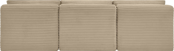 Meridian Furniture Shaggy Armless Modular Sectional Sofa in Wide Wale Corduroy Performance Fabric Living Room Taupe 93 inches 641Taupe-S93