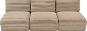 Meridian Furniture Shaggy Armless Modular Sectional Sofa in Wide Wale Corduroy Performance Fabric Living Room Taupe 93 inches 641Taupe-S93