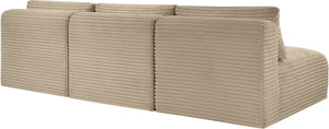 Meridian Furniture Shaggy Armless Modular Sectional Sofa in Wide Wale Corduroy Performance Fabric Living Room Taupe 93 inches 641Taupe-S93