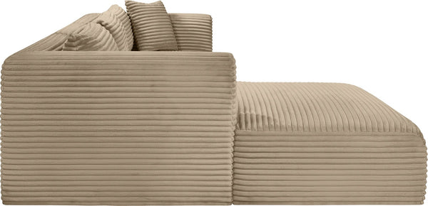 Meridian Furniture Shaggy Three Piece Modular Sectional Corduroy Fabric Plush Seating for Living Room 641Taupe-Sec3A