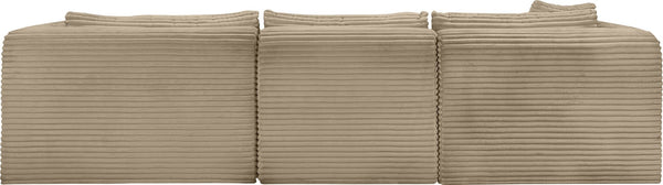 Meridian Furniture Shaggy Three Piece Modular Sectional Corduroy Fabric Plush Seating for Living Room 641Taupe-Sec3A