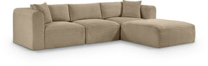 Meridian Furniture Shaggy Taupe Corduroy Modular Sectional Stain Resistant Performance Fabric Plush Seating 641Taupe-Sec4A