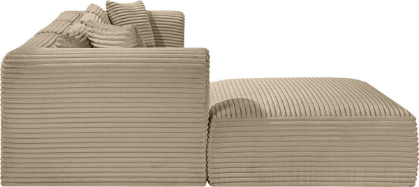 Meridian Furniture Shaggy Taupe Corduroy Modular Sectional Stain Resistant Performance Fabric Plush Seating 641Taupe-Sec4A