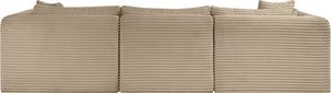 Meridian Furniture Shaggy Taupe Corduroy Modular Sectional Stain Resistant Performance Fabric Plush Seating 641Taupe-Sec4A