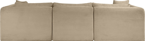 Meridian Furniture Shaggy Taupe Corduroy Modular Sectional Stain Resistant Performance Fabric Plush Seating 641Taupe-Sec4A