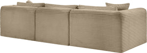 Meridian Furniture Shaggy Taupe Corduroy Modular Sectional Stain Resistant Performance Fabric Plush Seating 641Taupe-Sec4A