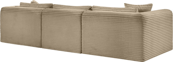 Meridian Furniture Shaggy Taupe Corduroy Modular Sectional Stain Resistant Performance Fabric Plush Seating 641Taupe-Sec4A