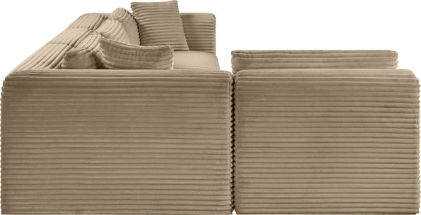 Meridian Furniture Shaggy Corduroy Performance Fabric Modular Sectional Plush Seating for Living Rooms 641Taupe-Sec4B