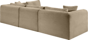 Meridian Furniture Shaggy Corduroy Performance Fabric Modular Sectional Plush Seating for Living Rooms 641Taupe-Sec4B