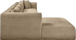 Meridian Furniture Shaggy Four Piece Modular Sectional in Plush Corduroy Performance Fabric for Living Rooms 641Taupe-Sec4C