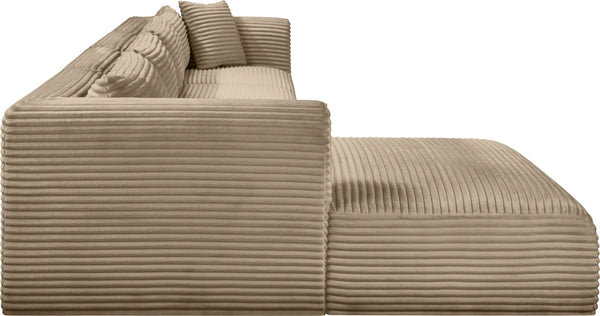 Meridian Furniture Shaggy Four Piece Modular Sectional in Plush Corduroy Performance Fabric for Living Rooms 641Taupe-Sec4C