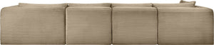 Meridian Furniture Shaggy Four Piece Modular Sectional in Plush Corduroy Performance Fabric for Living Rooms 641Taupe-Sec4C
