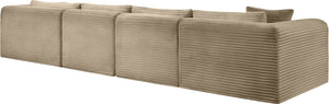 Meridian Furniture Shaggy Four Piece Modular Sectional in Plush Corduroy Performance Fabric for Living Rooms 641Taupe-Sec4C