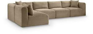 Meridian Furniture Shaggy Five Piece Modular Sectional with Corduroy Performance Fabric for Living Rooms 641Taupe-Sec5B