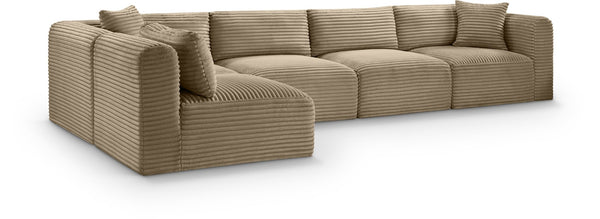 Meridian Furniture Shaggy Five Piece Modular Sectional with Corduroy Performance Fabric for Living Rooms 641Taupe-Sec5B
