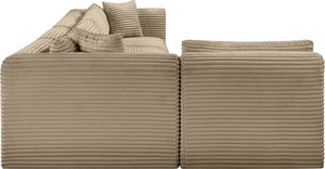Meridian Furniture Shaggy Five Piece Modular Sectional with Corduroy Performance Fabric for Living Rooms 641Taupe-Sec5B