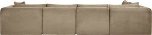 Meridian Furniture Shaggy Five Piece Modular Sectional with Corduroy Performance Fabric for Living Rooms 641Taupe-Sec5B