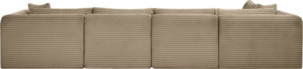 Meridian Furniture Shaggy Five Piece Modular Sectional with Corduroy Performance Fabric for Living Rooms 641Taupe-Sec5B