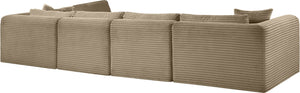 Meridian Furniture Shaggy Five Piece Modular Sectional with Corduroy Performance Fabric for Living Rooms 641Taupe-Sec5B