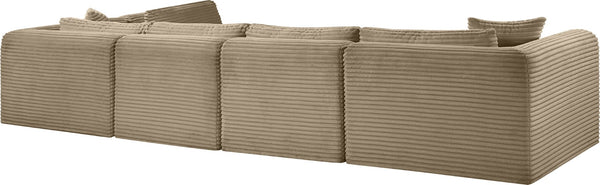 Meridian Furniture Shaggy Five Piece Modular Sectional with Corduroy Performance Fabric for Living Rooms 641Taupe-Sec5B