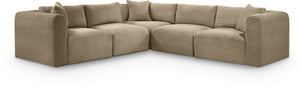 Meridian Furniture Shaggy Corduroy Modular Sectional Plush Performance Fabric Living Room Sofa Set 641Taupe-Sec5C