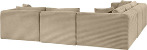 Meridian Furniture Shaggy Corduroy Modular Sectional Plush Performance Fabric Living Room Sofa Set 641Taupe-Sec5C