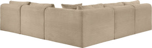 Meridian Furniture Shaggy Corduroy Performance Fabric Modular Sectional Plush Five Piece Living Room Sofa 641Taupe-Sec5D