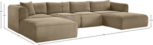 Meridian Furniture Shaggy Taupe Corduroy Modular Sectional Sofa with Stain Resistant Performance Fabric 641Taupe-Sec5E