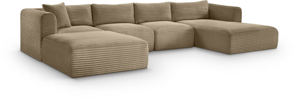 Meridian Furniture Shaggy Taupe Corduroy Modular Sectional Sofa with Stain Resistant Performance Fabric 641Taupe-Sec5E