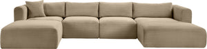 Meridian Furniture Shaggy Taupe Corduroy Modular Sectional Sofa with Stain Resistant Performance Fabric 641Taupe-Sec5E