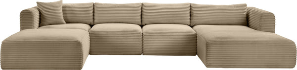 Meridian Furniture Shaggy Taupe Corduroy Modular Sectional Sofa with Stain Resistant Performance Fabric 641Taupe-Sec5E