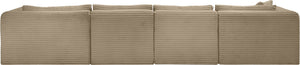 Meridian Furniture Shaggy Taupe Corduroy Modular Sectional Sofa with Stain Resistant Performance Fabric 641Taupe-Sec5E